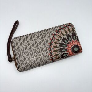 Fossil Jori Wristlet Wallet Beige Brown Flower